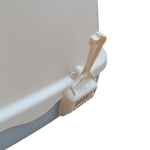 Krytá toaleta pro kočky s roštem a dvojitým dnem růžová - 52cm